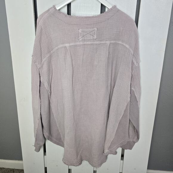 We The Free Free‎ People Gauze Popover Oversized Boxy Purple Blouse Top SM Boho - Picture 3 of 8
